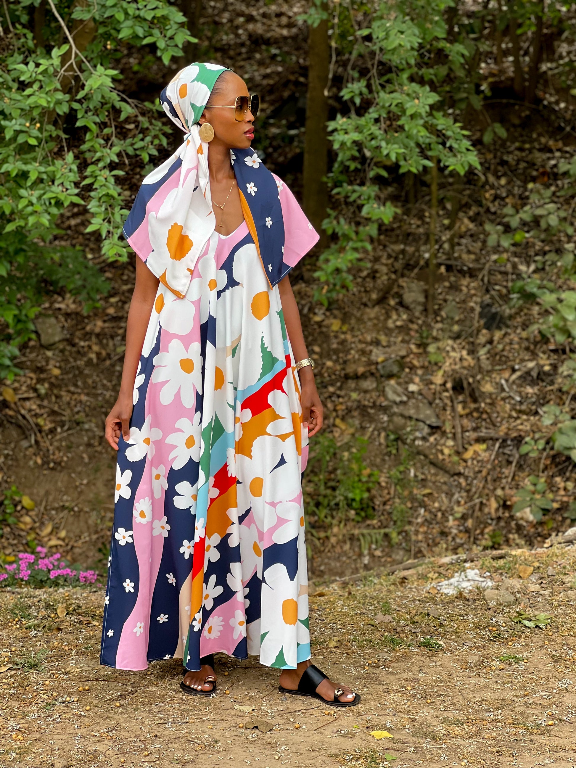 Zia Printed Slip Dress ( Incl Headwrap)