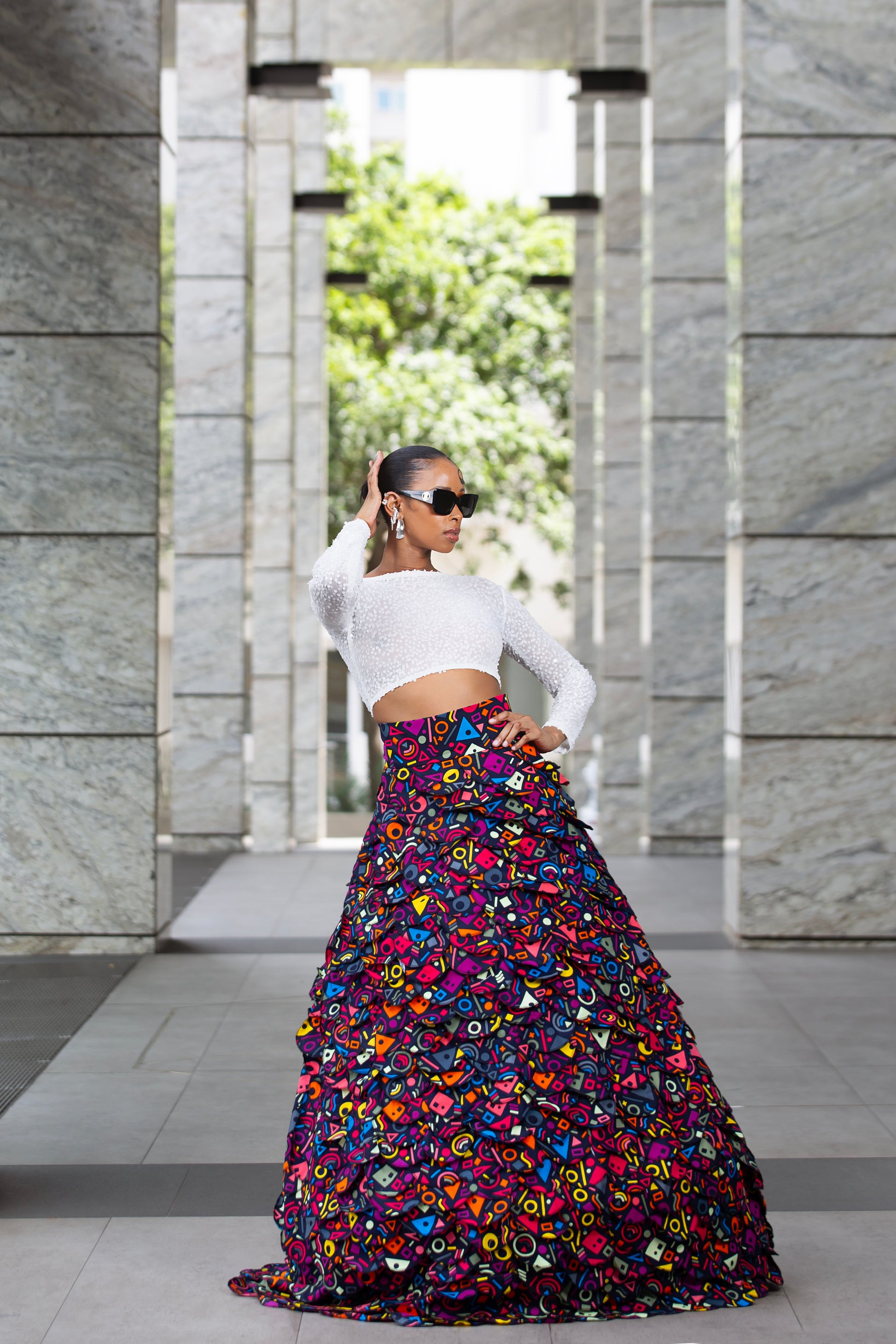 Azizi Tribal Print Maxi Skirt