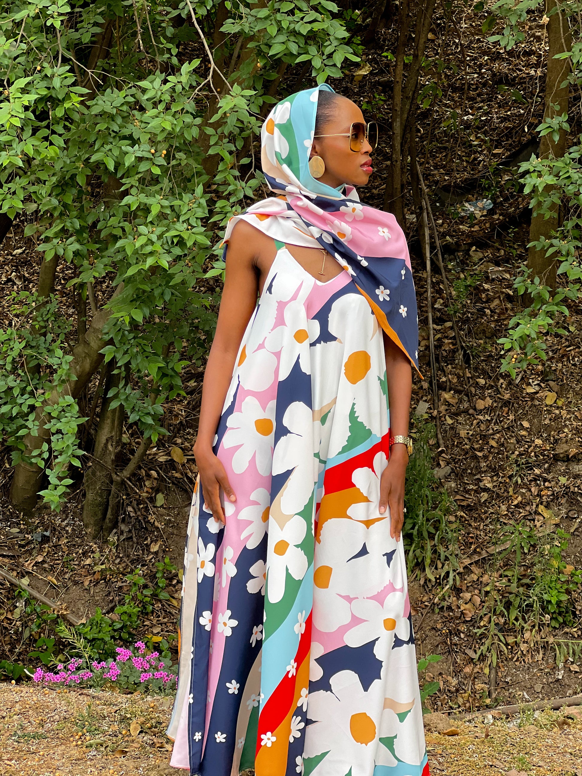 Zia Printed Slip Dress ( Incl Headwrap)