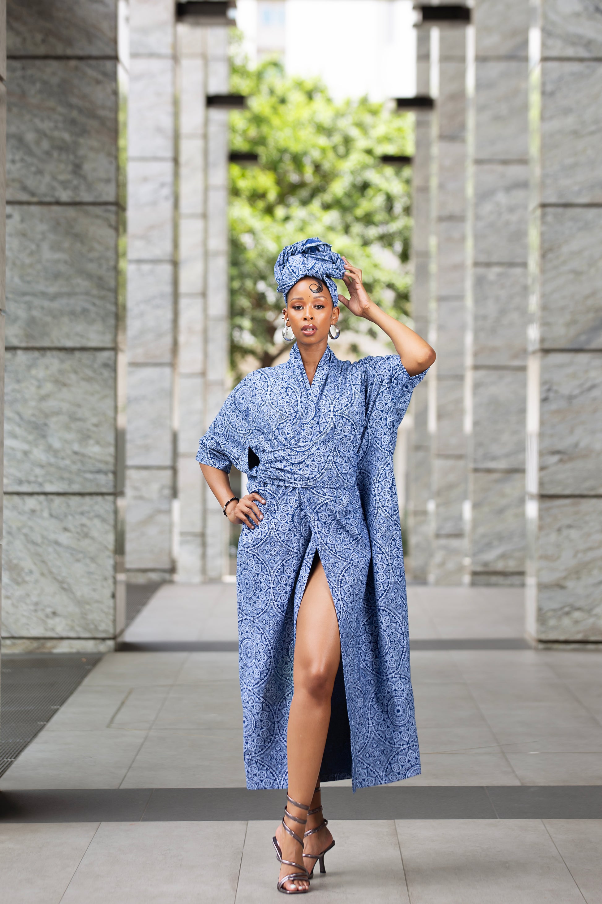 Dara Seshweshwe Kimono Blue