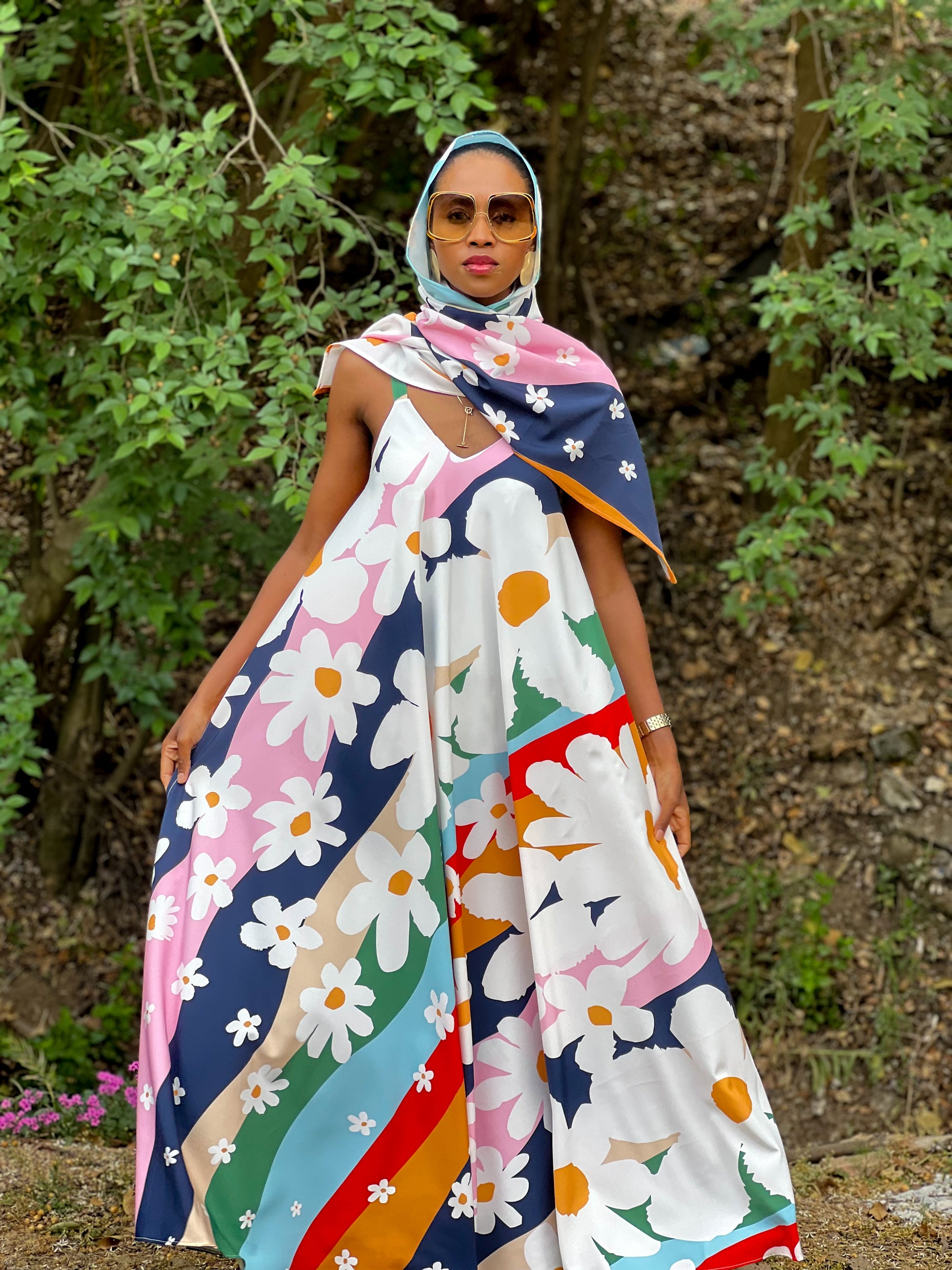 Zia Printed Slip Dress ( Incl Headwrap)