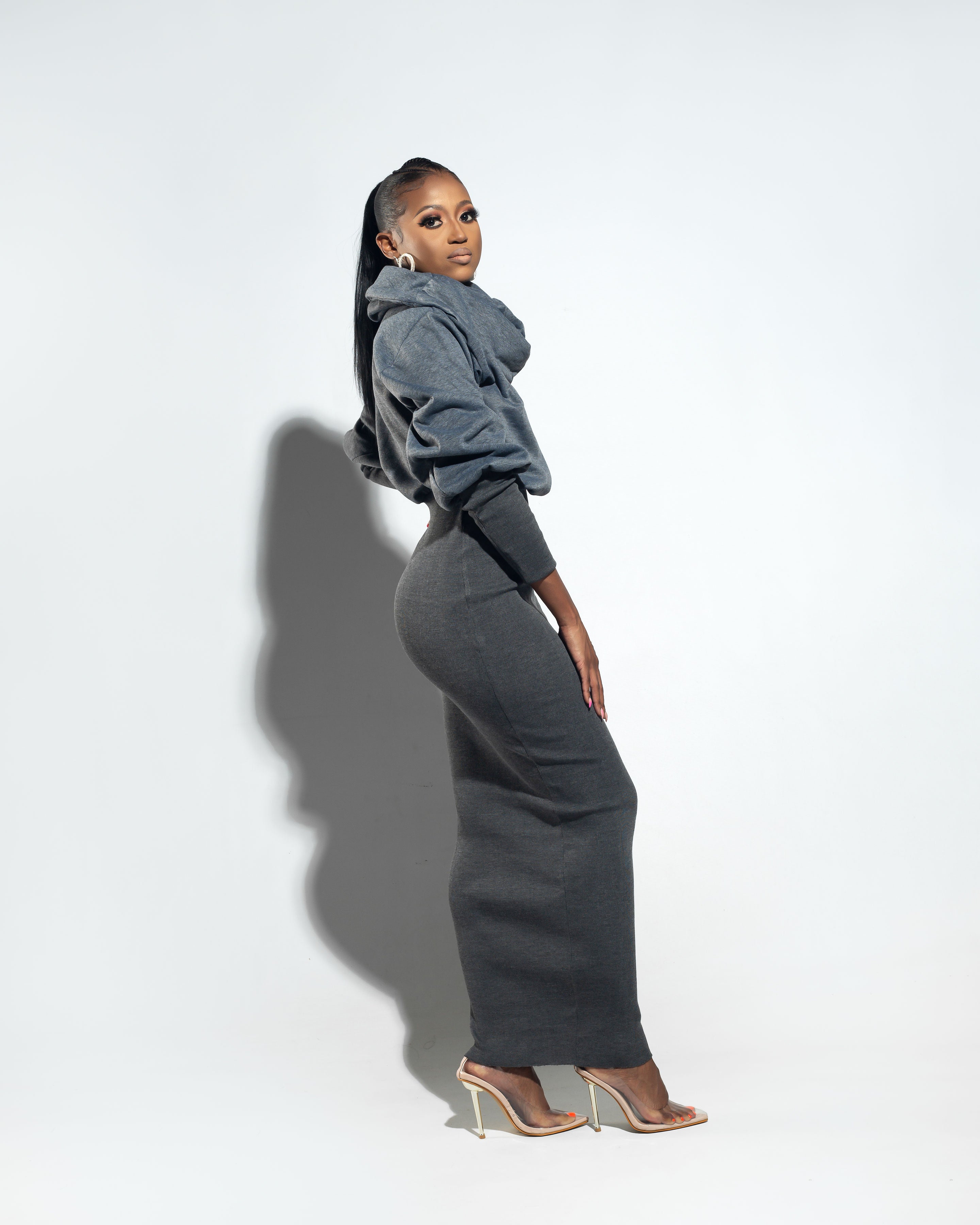 Sweater BodyCon Dress - Charcoal Grey