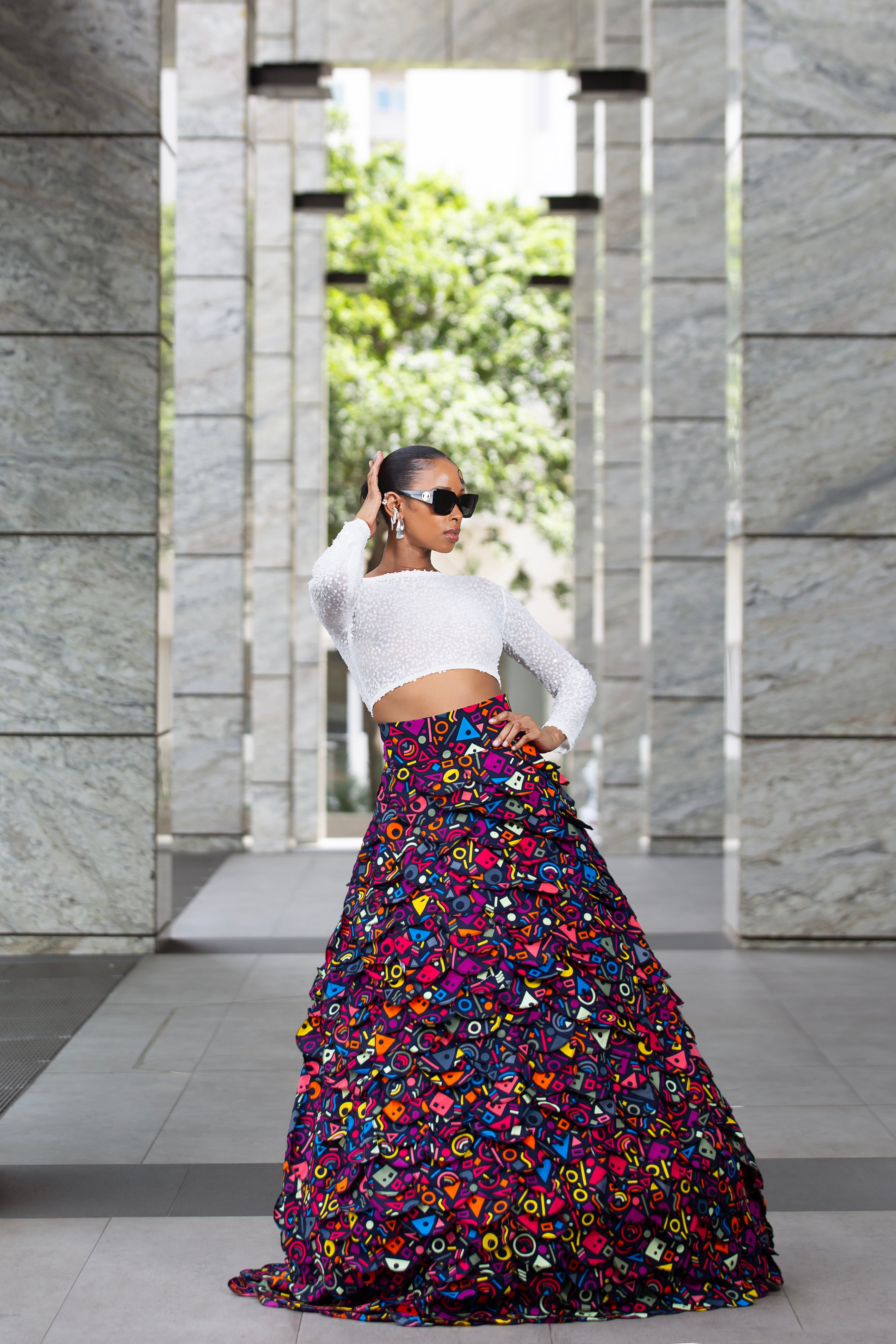 Azizi Tribal Print Maxi Skirt