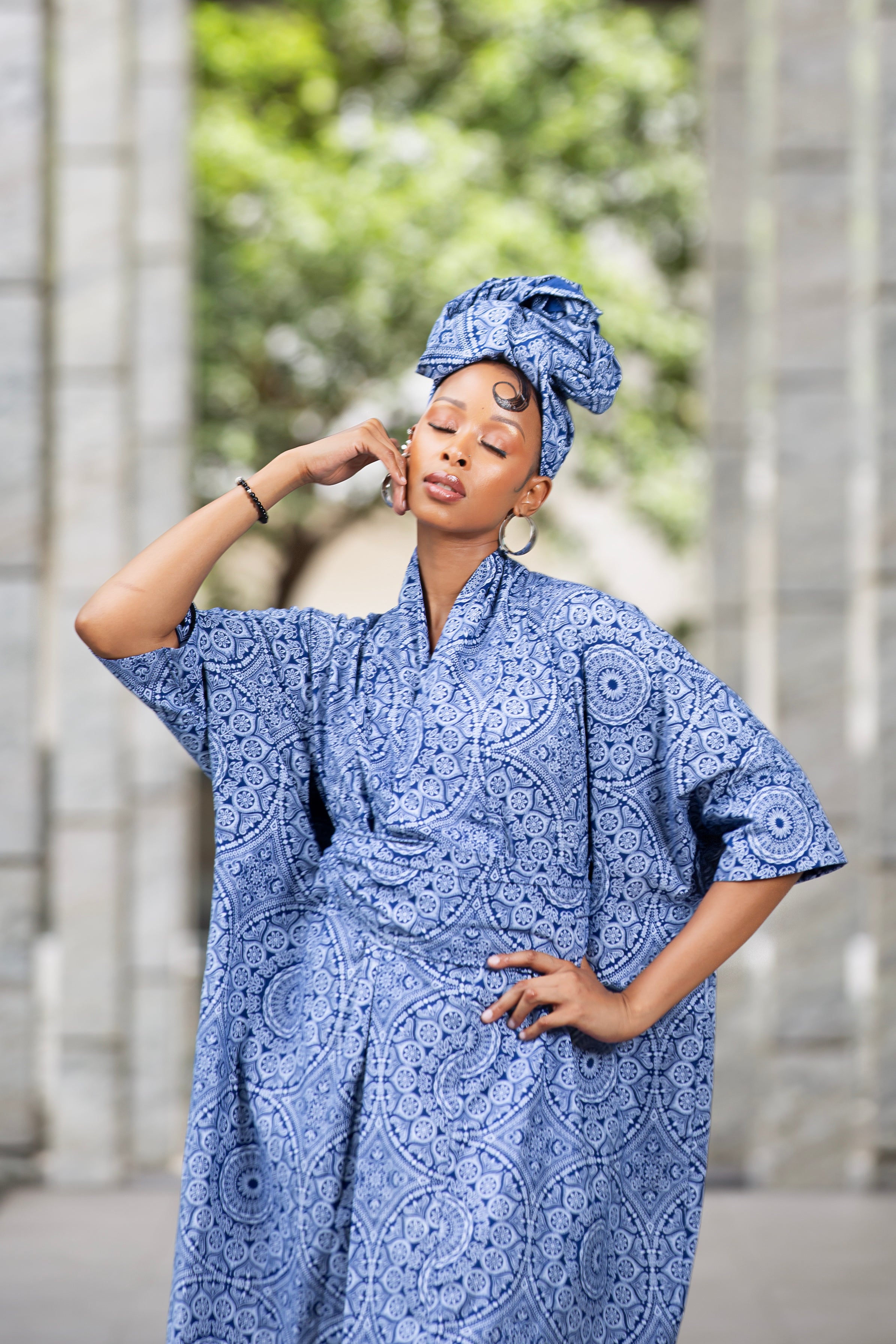 Dara Seshweshwe Kimono Blue