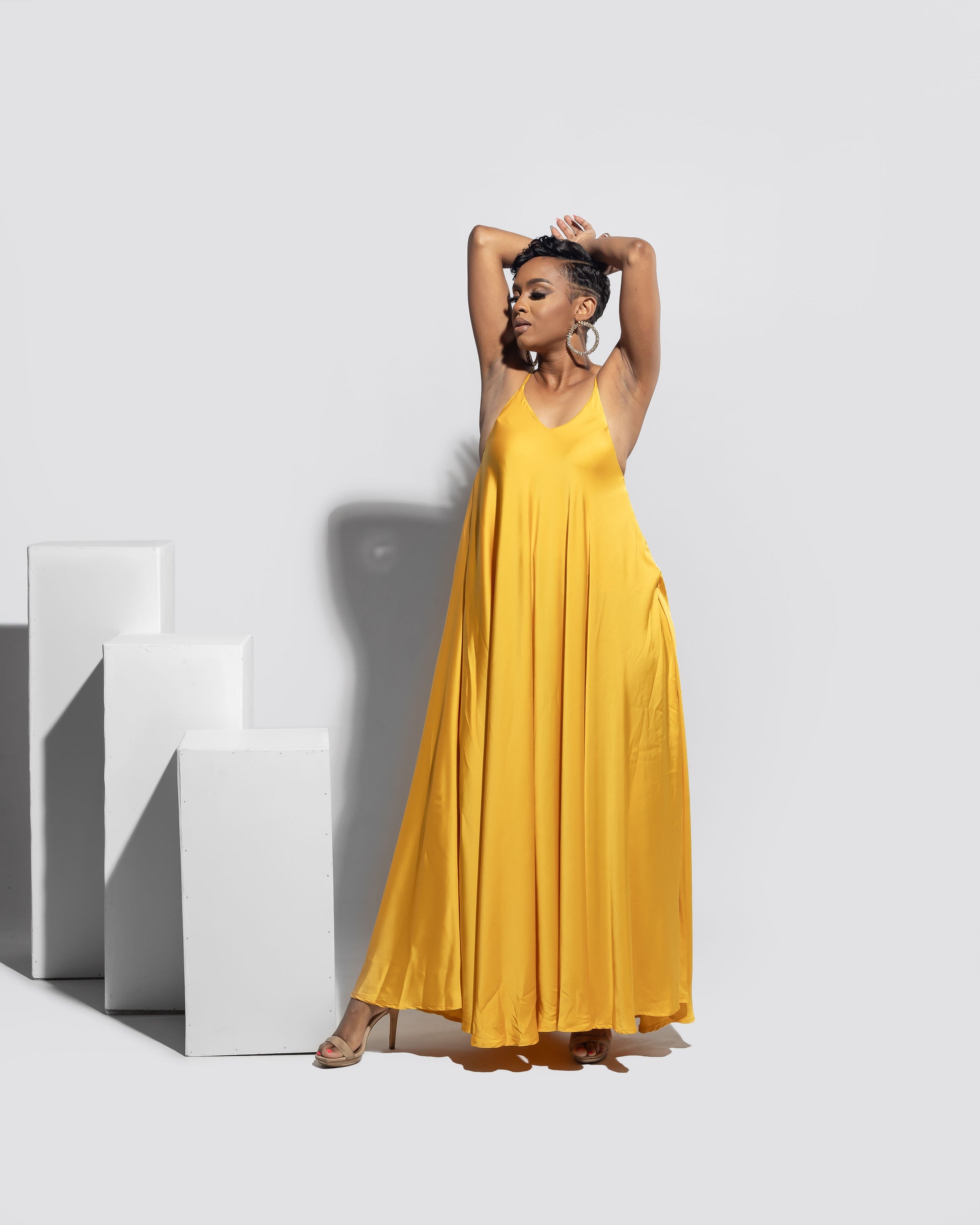 Satin Mustard Slip Dress