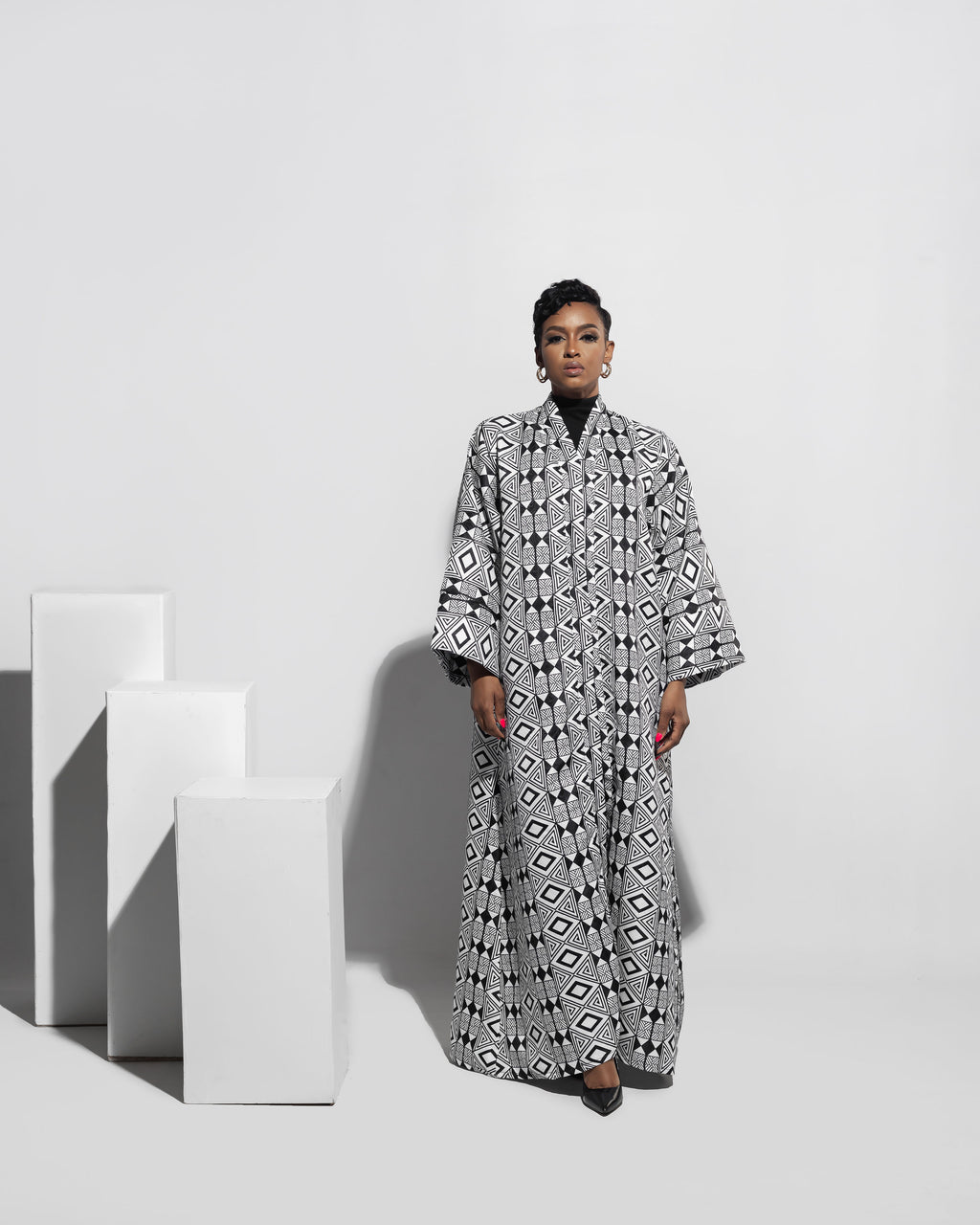 Brocade Kaftan B&W