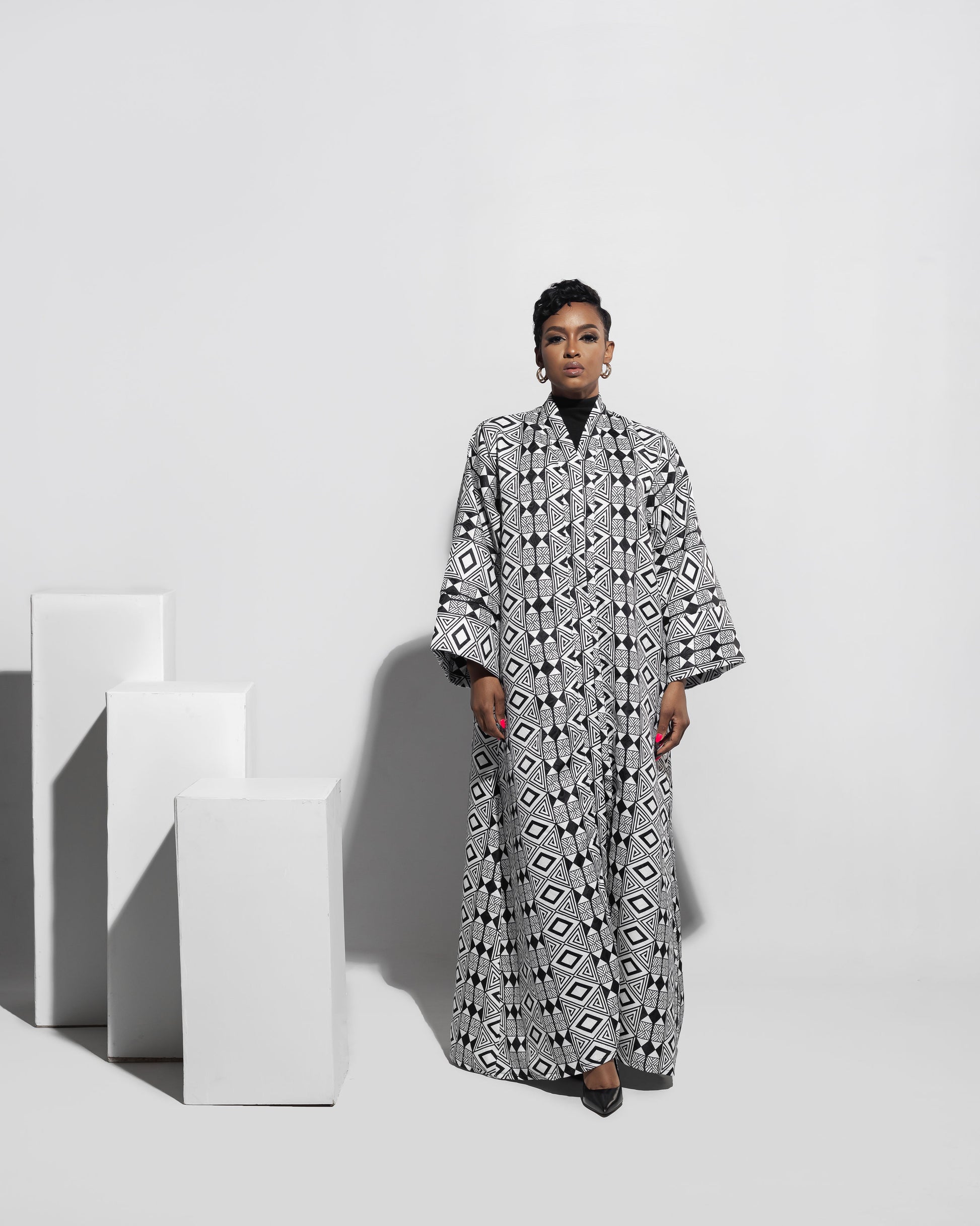 Brocade Kaftan B&W