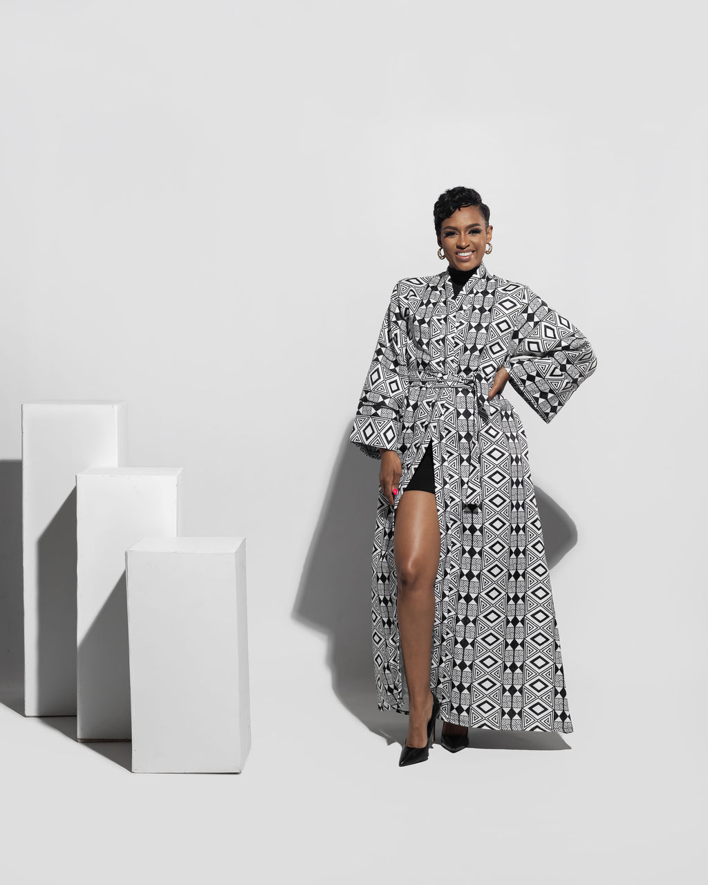 Brocade Kaftan B&W