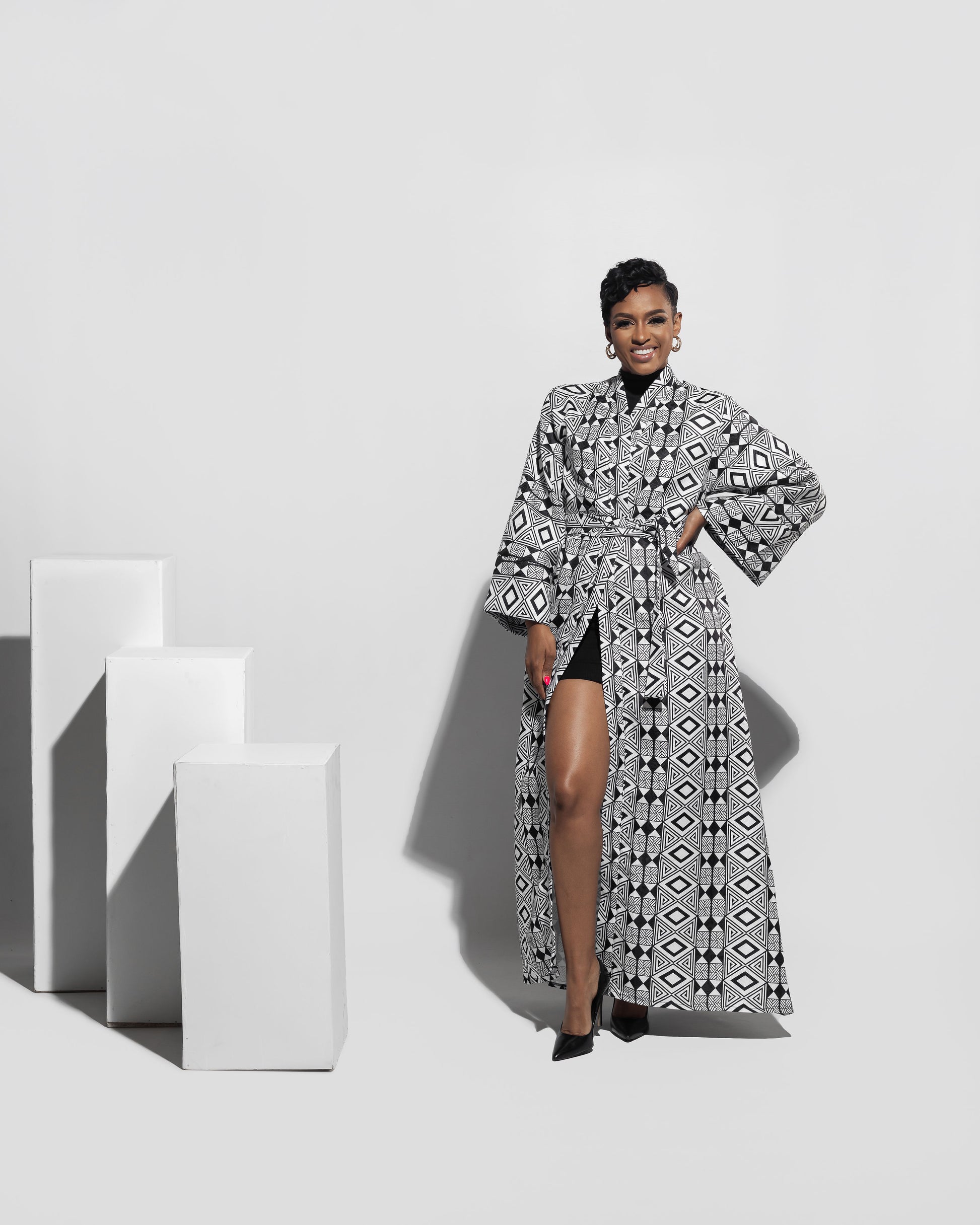 Brocade Kaftan B&W