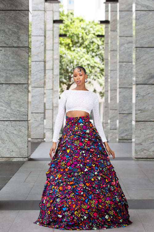 Azizi Tribal Print Maxi Skirt