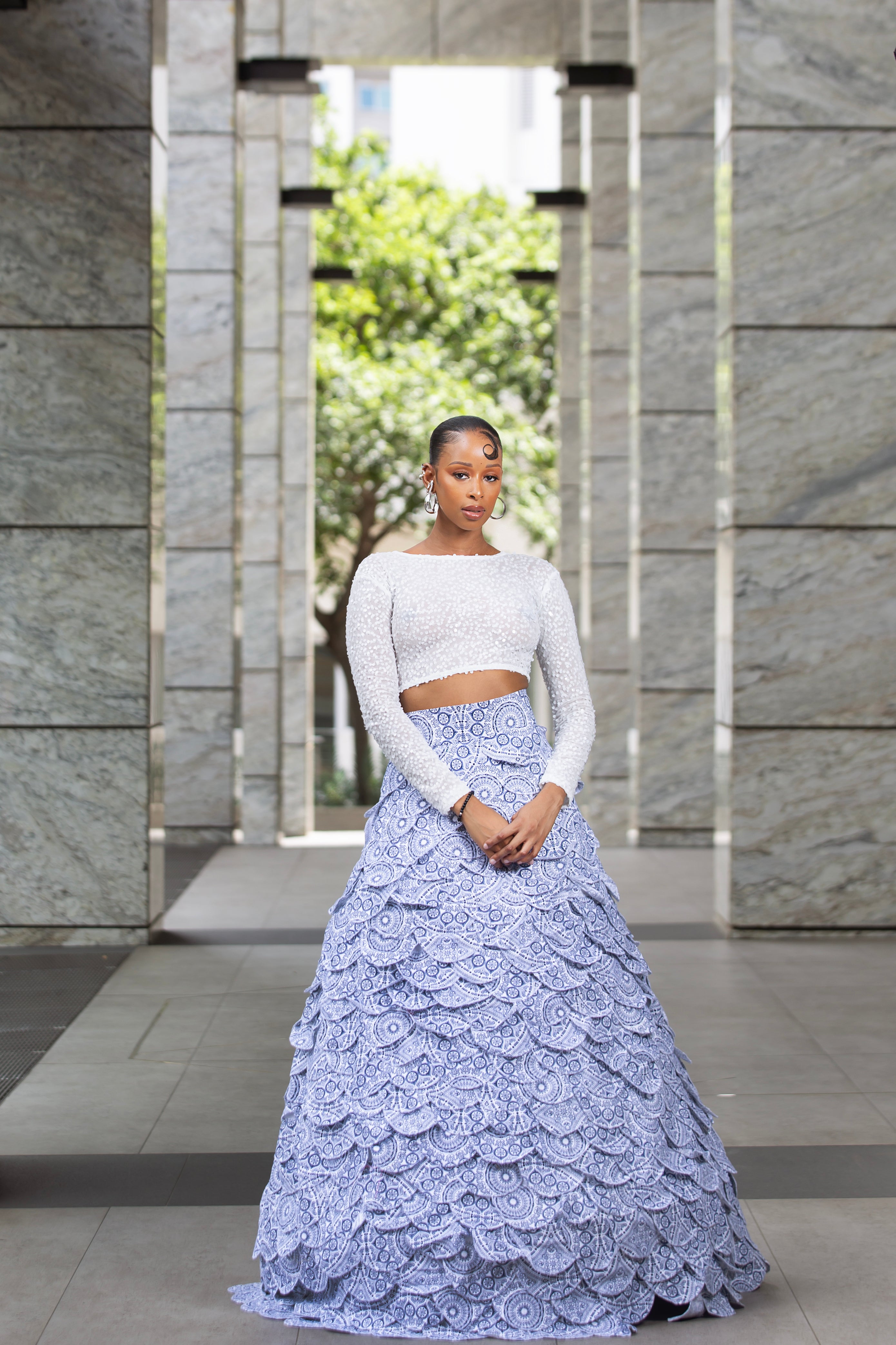 Oatile Seshweshwe Maxi Skirt