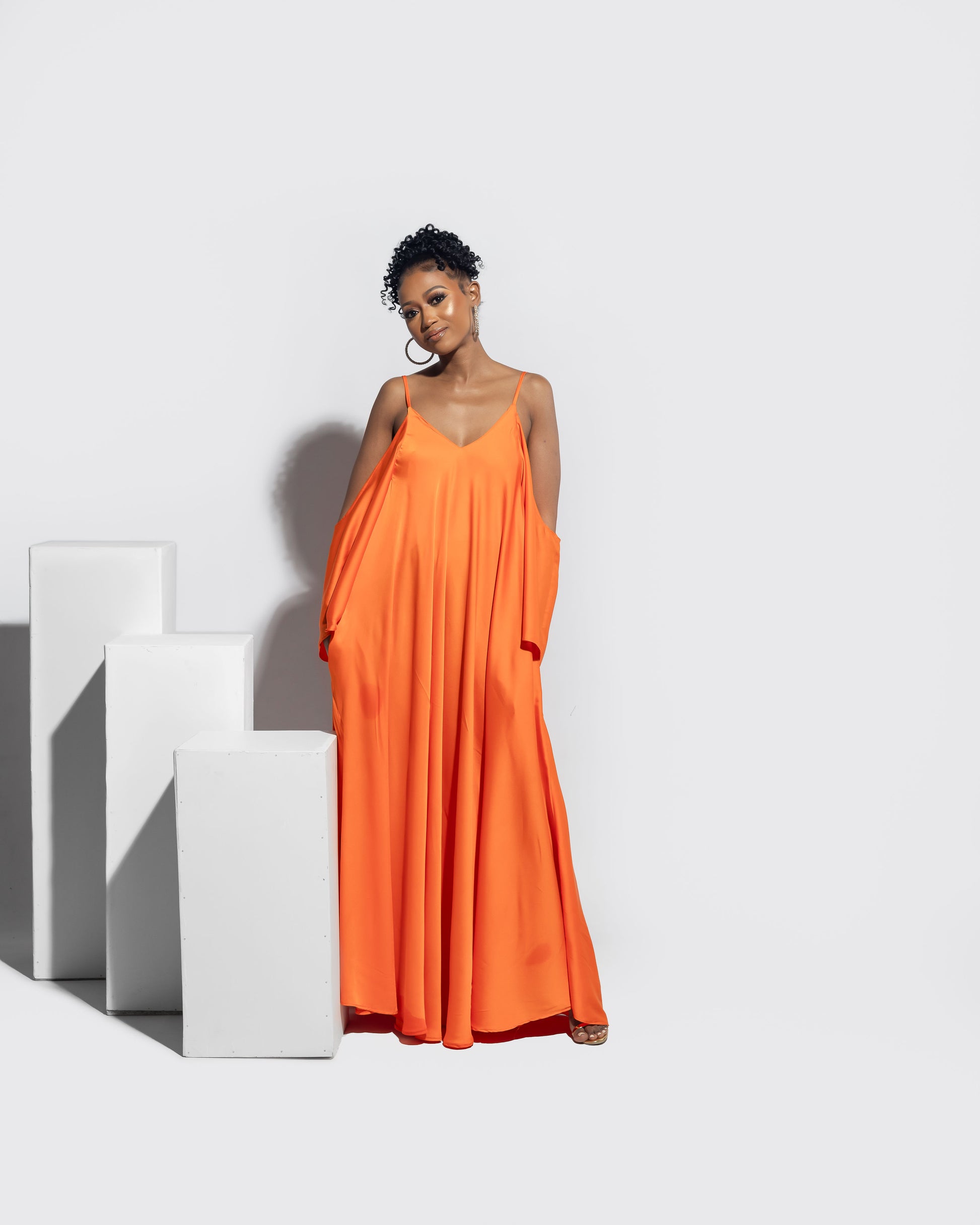 Neon Orange Satin Slip