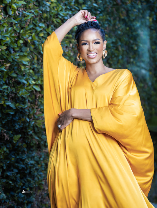 Satin Mustard Kaftan