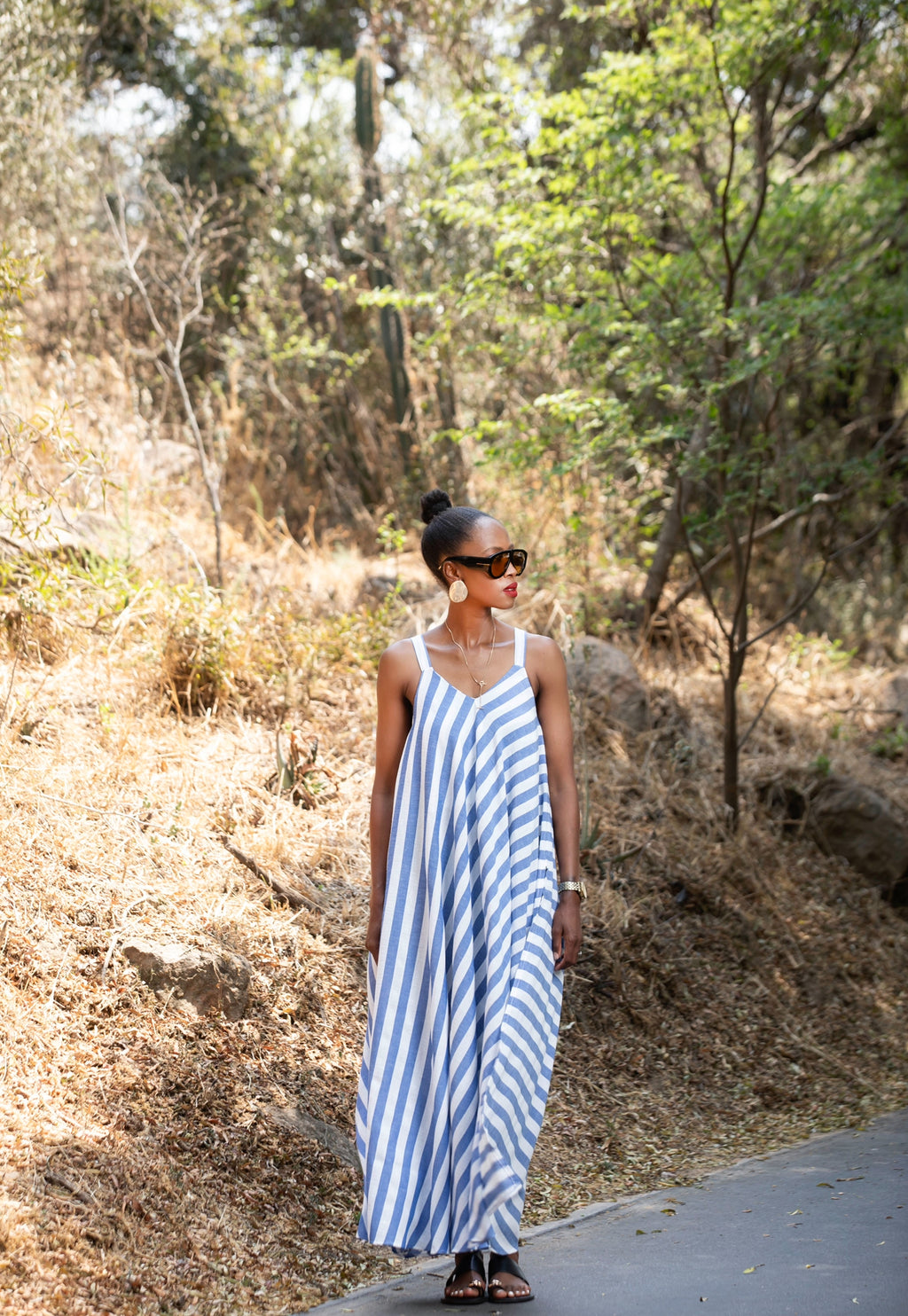 Linen Stripe Slip Dress