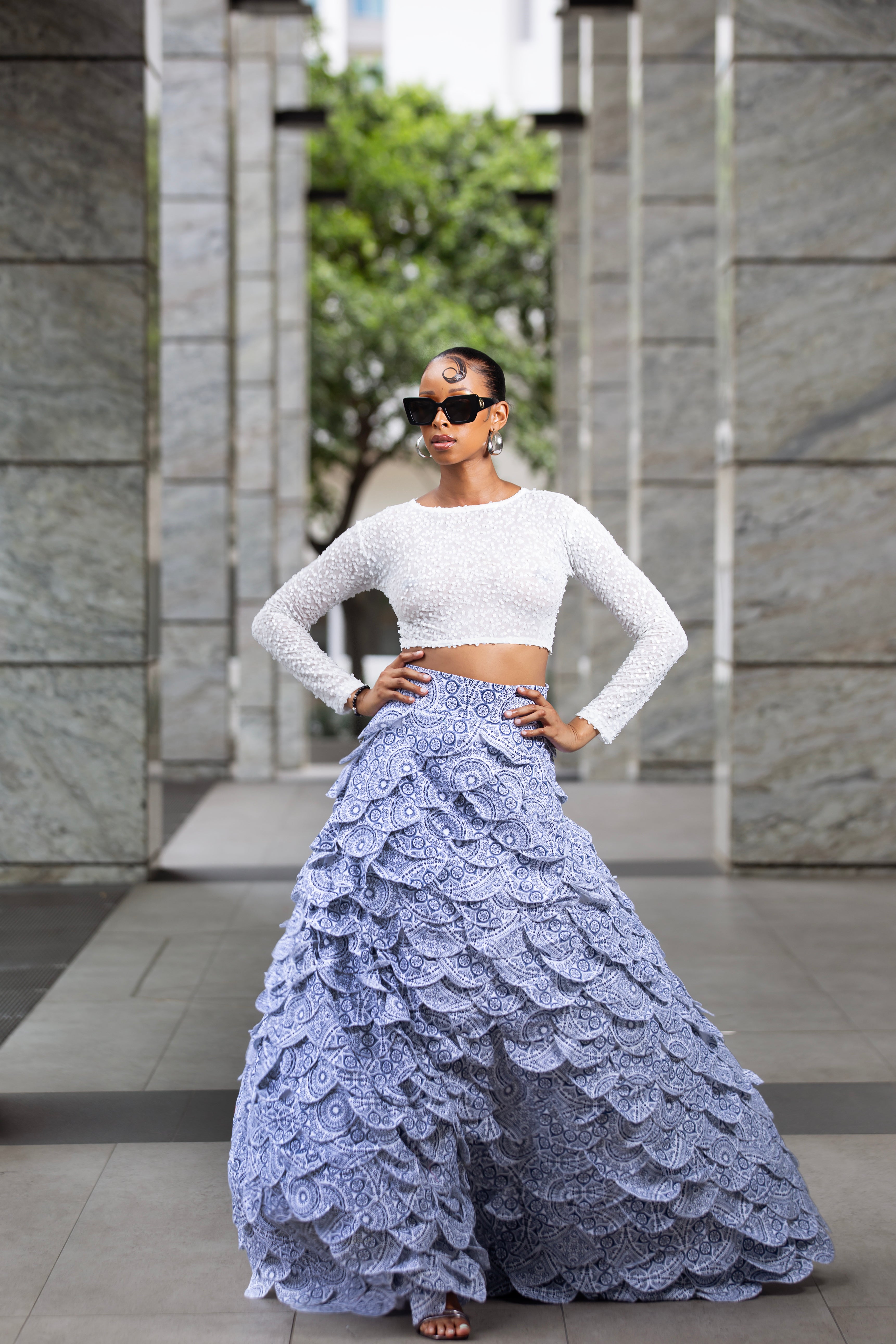 Oatile Seshweshwe Maxi Skirt