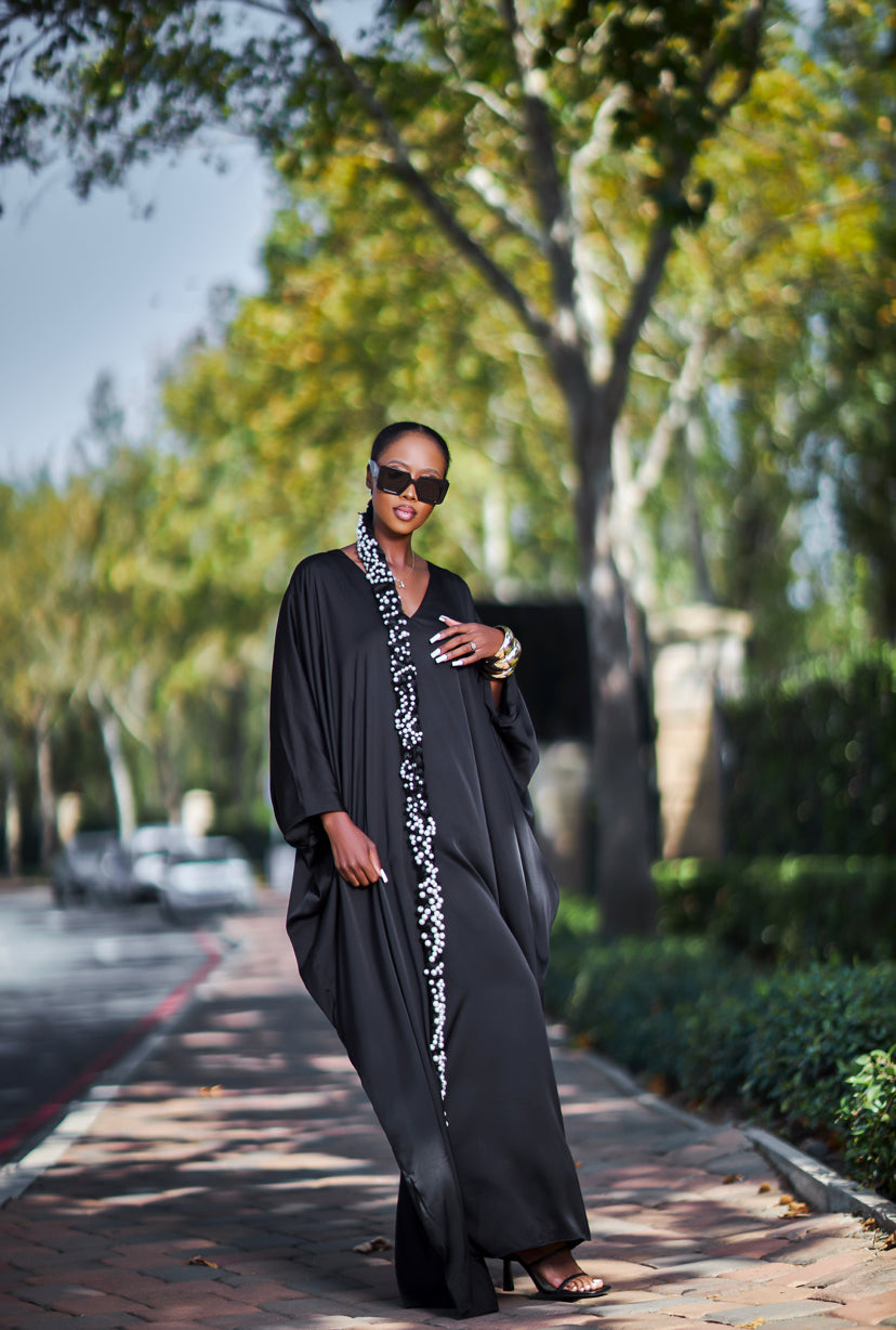 Satin Kaftan Black
