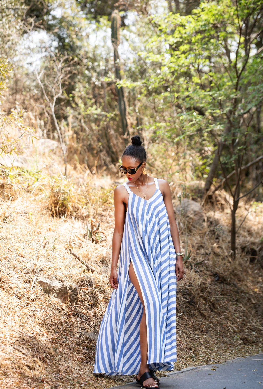 Linen Stripe Slip Dress