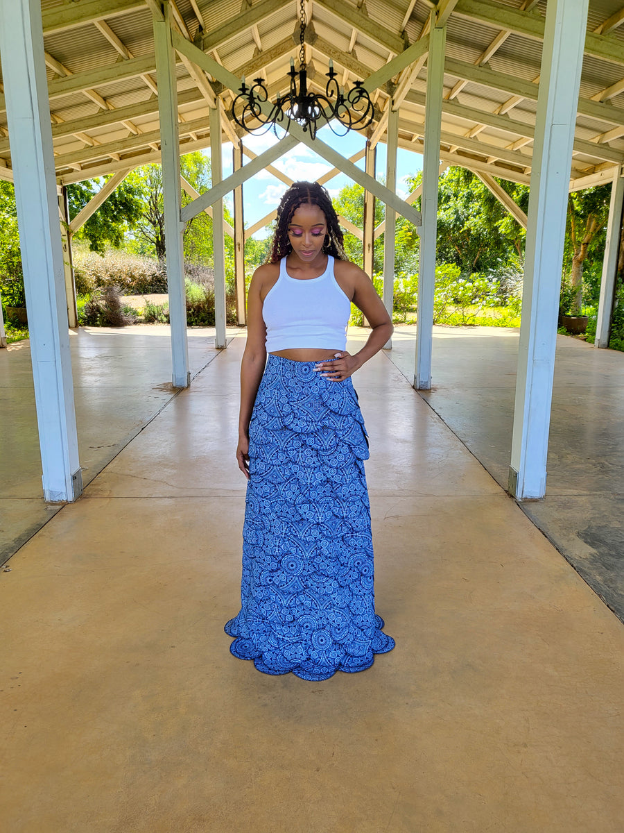 Letoise Attire Leteisi Skirt Blue – Floral Raffia